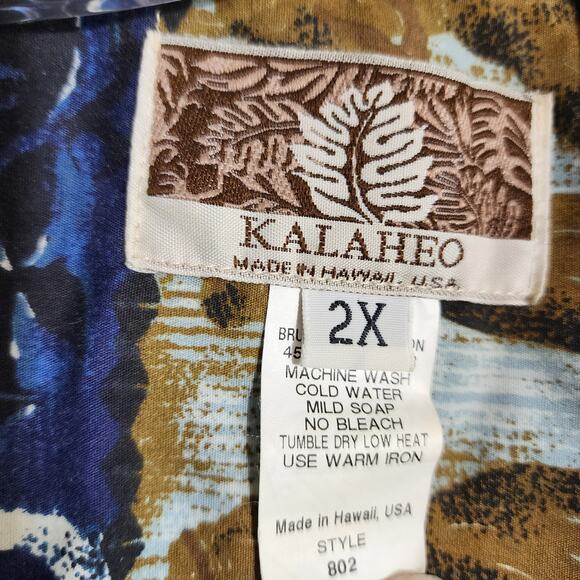 RJC Kalaheo hula girl outrigger turtle button front Hawaiian shirt men's size 2X - Picture 2 of 12